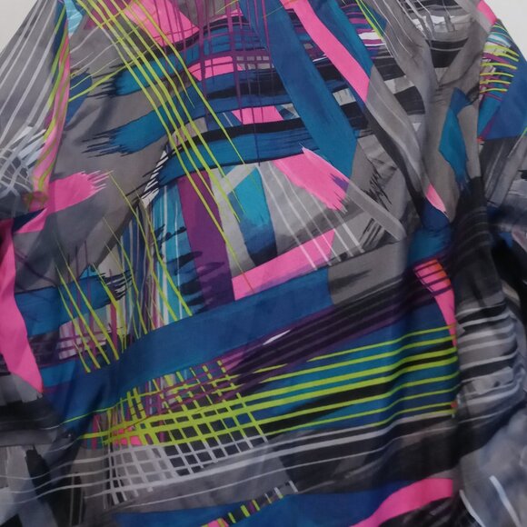 Adidas Girl's Windbreaker Geometric Neon Print Jacket Size S (8-10) - Picture 5 of 7